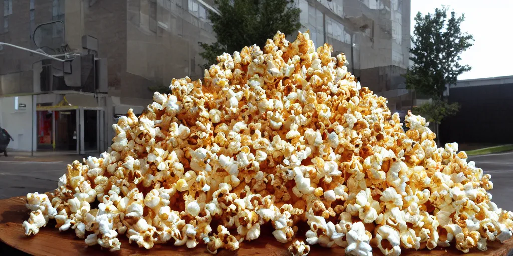 Prompt: Giant popcorn mountain