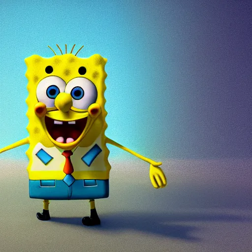 spongebob with a sad!!! expression slouching on a, Stable Diffusion