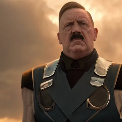 Prompt: a still of Hitler as Thanos in Avengers Endgame