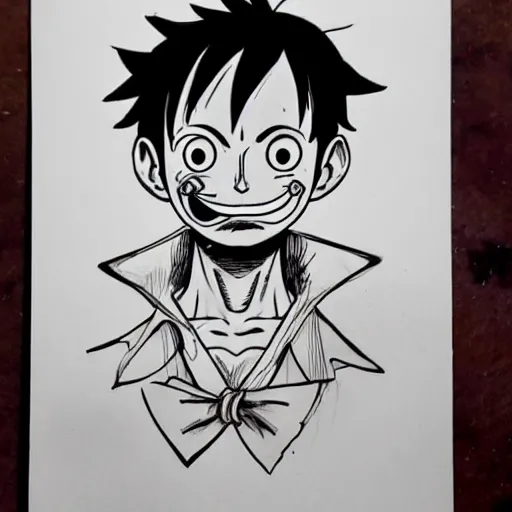 Image similar to luffy with mustache by kim jung gi