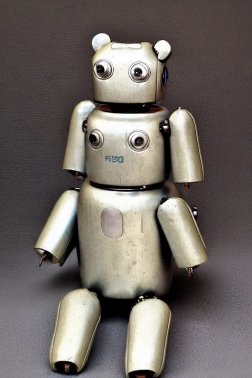 Prompt: ( ( ( ( ( 1 9 5 0 s retro future robot android aluminum teddy bear. muted colors. ) ) ) ) ) by jean - baptiste monge!!!!!!!!!!!!!!!!!!!!!!!!!!!!!!