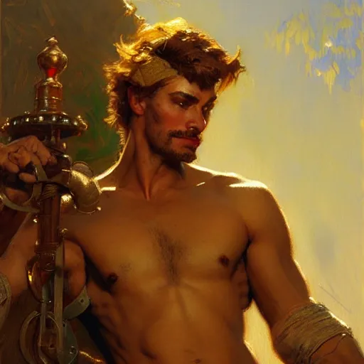 Prompt: attractive male, character design. highly detailed painting by gaston bussiere, craig mullins, j. c. leyendecker, mid shot, 8 k