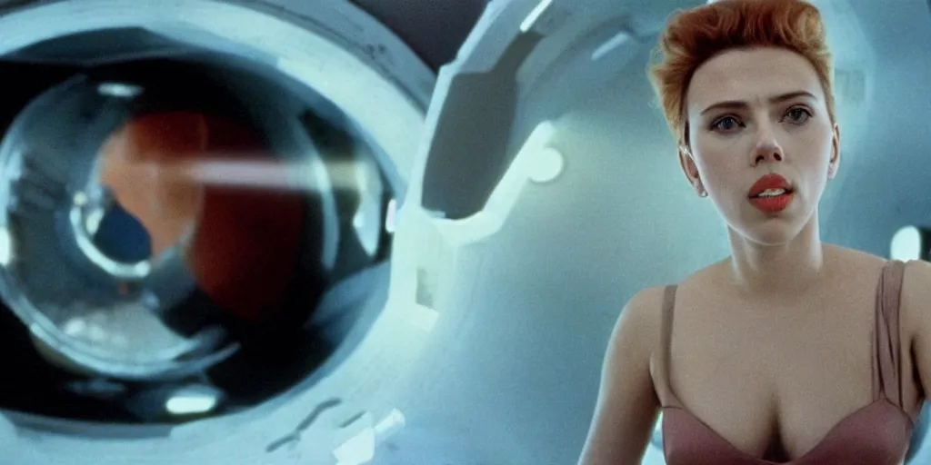 Prompt: Scarlett Johansson in a scene from 2001 a space odyssey