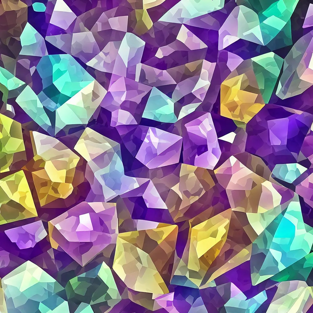 Image similar to amethyst geo gemstone prism multicolor gold liquid emeraud pearl quartz saphir grenat fluorite stylized digital illustration video game icon