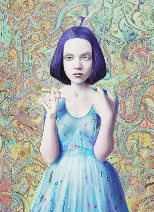 Image similar to girl with transparent dress :: by Martine Johanna and Simon Stålenhag and Chie Yoshii and wlop and Guillermo del toro :: ornate, dynamic, particulate, rich colors, elegant, centered, artstation, smooth, sharp focus, octane render, 3d