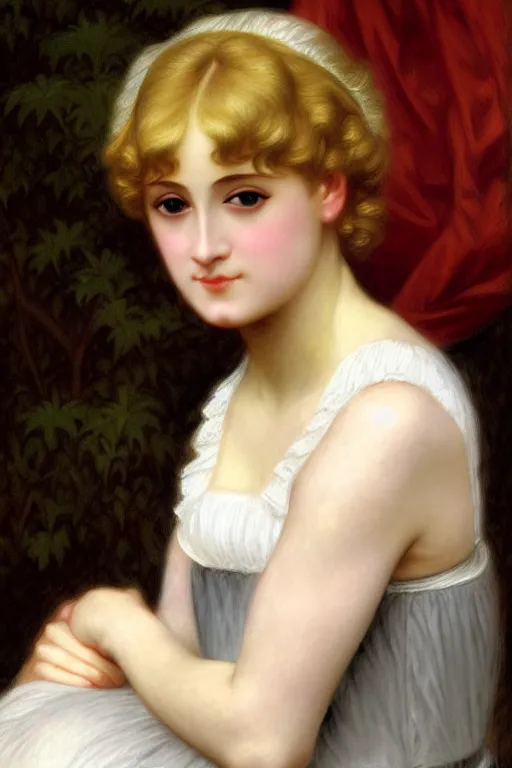 Image similar to jane austen blondie blond, painting by rossetti bouguereau, detailed art, artstation