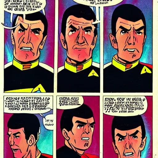 Prompt: star trek captain spock going super saiyan in the comic book archie bunker, r. crumb