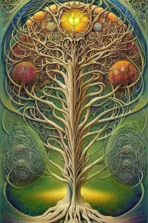 Image similar to tree of life by roger dean and andrew ferez, art forms of nature by ernst haeckel, divine chaos engine, symbolist, visionary, art nouveau, botanical fractal structures, organic, detailed, realistic, surreality