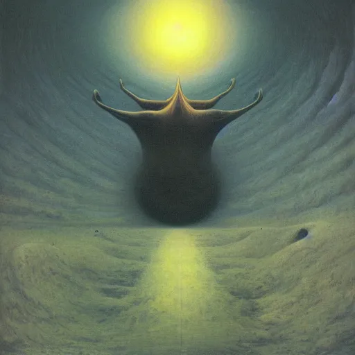 Image similar to ophanim by Zdzisław Beksiński, oil on canvas