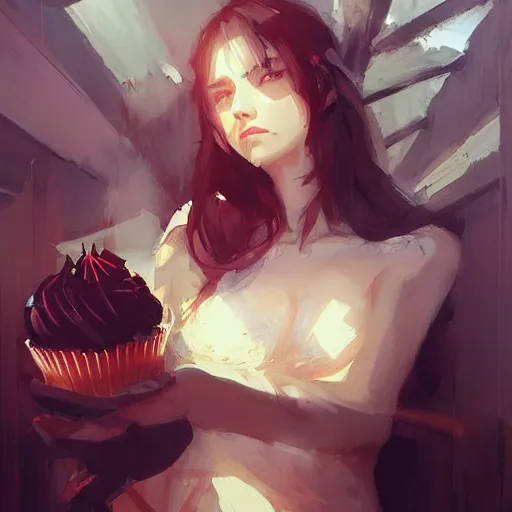 Image similar to awoke to the violent crunch of wood, radiator, sweet smells of antifreeze and cupcakes, by wlop, artgerm, greg rutkowski