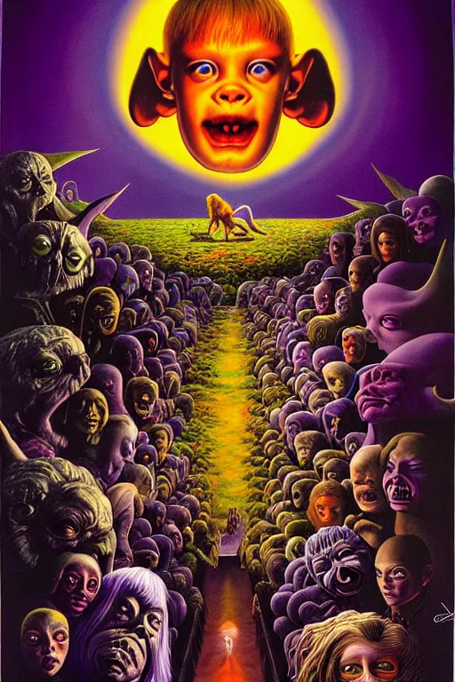 Prompt: a hyperrealistic painting of evil version of the never ending story, cinematic thriller by chris cunningham, lisa frank, richard corben, highly detailed, vivid color,