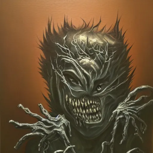 Image similar to sleep paralysis monster, dark, horror, modern painting, detailed