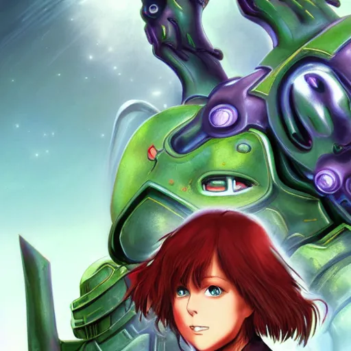 Image similar to semi realistic phantasy star iii : generations of doom game screen battle rendered by stanley artgem and studio ghibli, portrait, artstation,, rpgmaker