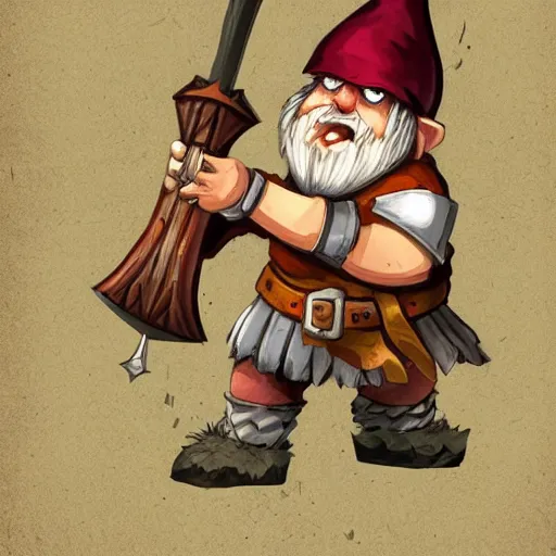 Image similar to a gnome barbarian with a brown beard and a battle axe