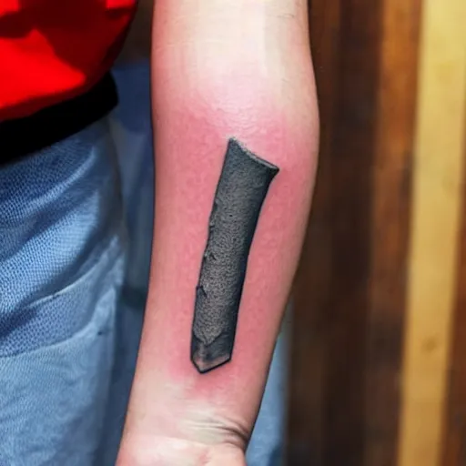 Image similar to tattoo of a small hatchet on the forearm