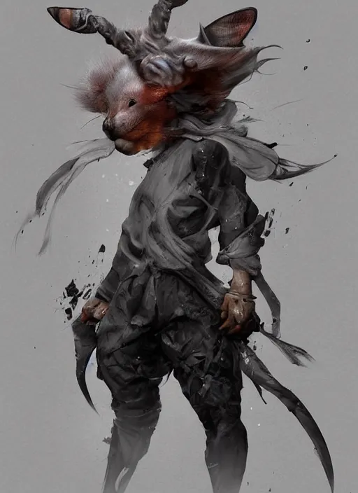 Image similar to a beautiful fullbody portrait of a cute male ninja by ryohei hase. artstation, pinterest, ambient occlusion, volumetric light, digital art, highly detailed, fine detail, complex fantasy character, rendered in octane