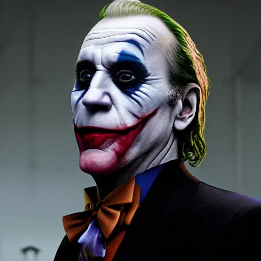 Prompt: Film still of Joe Biden as the Joker, from The Dark Knight (2008)