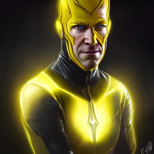 Image similar to handsome Antony Starr as Reverse Flash, western, D&D, fantasy, intricate, elegant, highly detailed, digital painting, artstation, concept art, matte, sharp focus, illustration, art by Artgerm and Greg Rutkowski and Alphonse Mucha