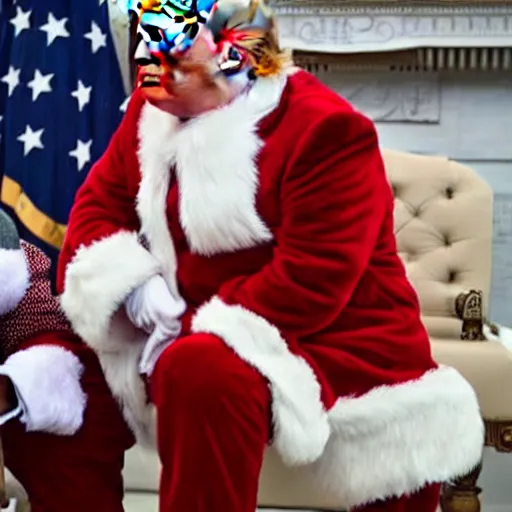 Prompt: donald trump kissing santa clause