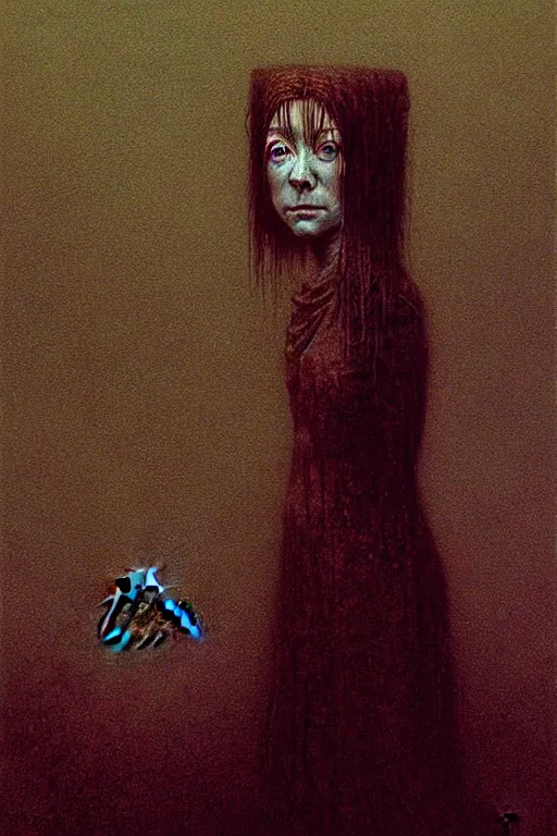 Image similar to alyson hannigan as maid by beksinski