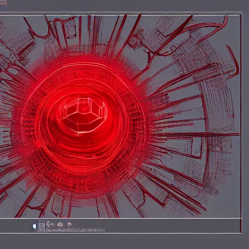 Prompt: wormhole generator, tsutomu nihei, blueprint, red, detailed note, sketch,