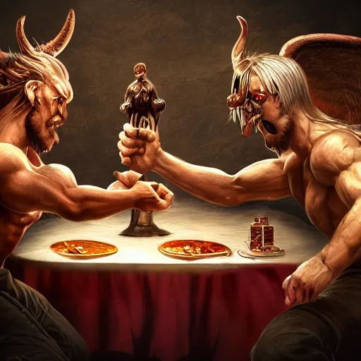 god vs devil arm wrestling