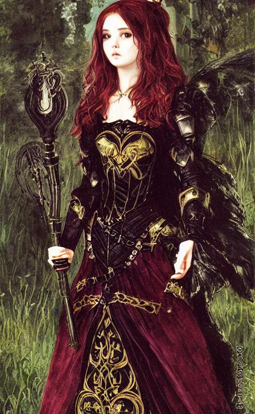 Image similar to Alchemy Imperial Princess knight gothic girl. By sophie anderson, highly detailded