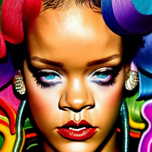 Prompt: album cover of Rihanna's next album, unique, creative, 4k, gorgeous!! colorful