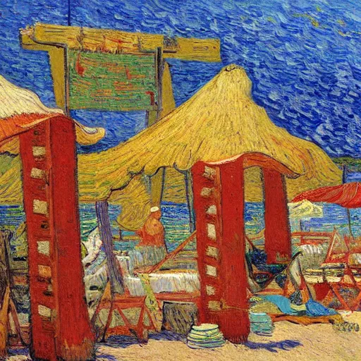 Prompt: rich and indulgent oil paint impasto reliefs, happy italian beach scene, an artwork by charles w. bartlett and jackson pollack and colin campbell cooper and to a lesser extent - van gogh