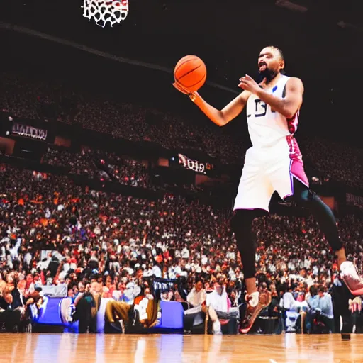 Image similar to Kendrick Lamar playing basketball in the NBA, high quality, dslr photo