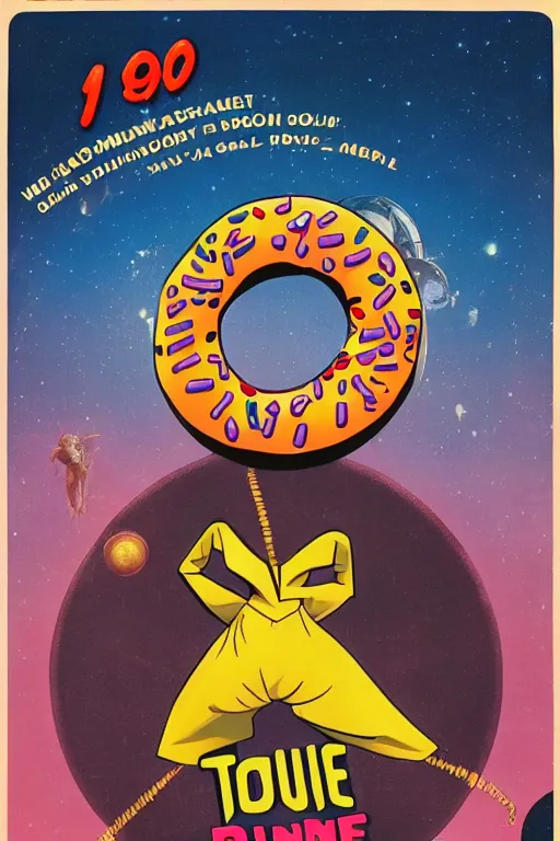 Prompt: movie poster for 1 9 8 0 s sci - fi film donut planet