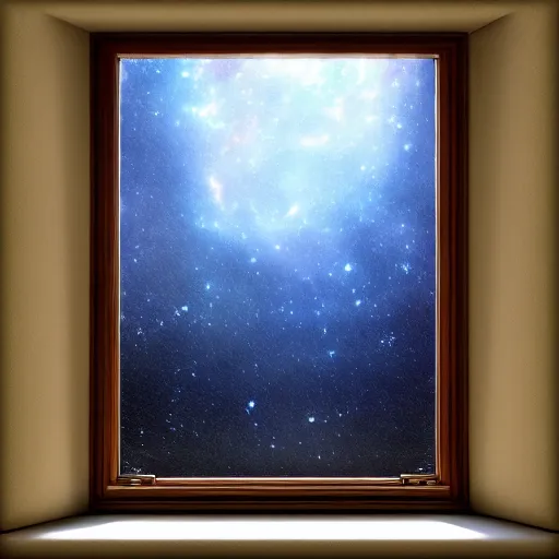 Image similar to the universe through a window, digital art, trending on artstation