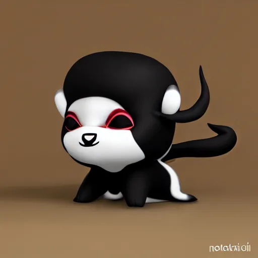 Image similar to cute fumo chibi plush imp, black and white with hearts, soft shadow, vray