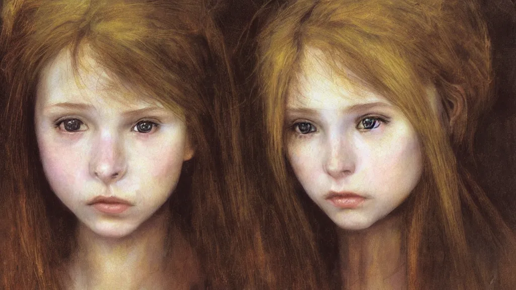 Prompt: A decent young girl portrait by Brian Froud.