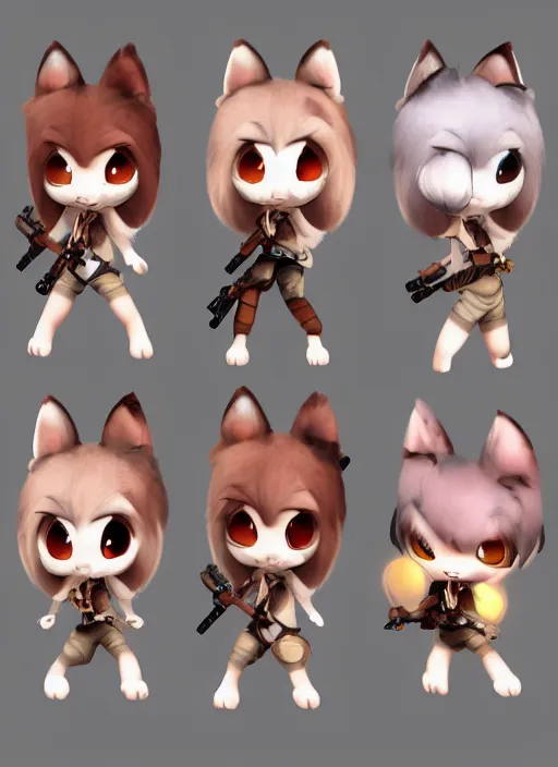 Image similar to female furry mini cute style, character adoptable, highly detailed, rendered, ray - tracing, cgi animated, 3 d demo reel avatar, style of maple story and zootopia, maple story gun girl, fox from league of legends chibi, soft shade, soft lighting