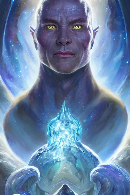 Image similar to beautiful oil painting with high detail of a wise Space ent(with Galaxy Eyes) made of stars and plasma, hybrid from dungeons and dragons and art direction by James Cameron ;by artgerm; wayne reynolds art station; cinematic quality character render; low angle; ultra high quality model; production quality cinema model