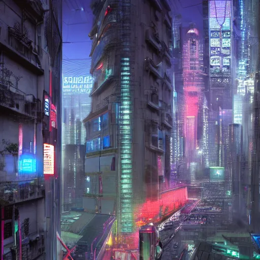 Prompt: a view on a futuristic cyberpunk paris