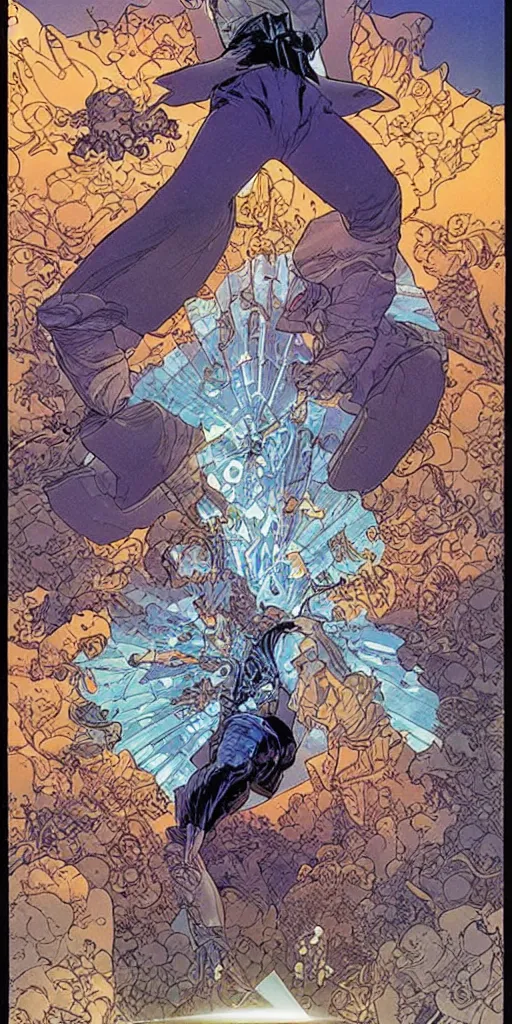 Prompt: a diamond with light shinying through it, michael kaluta, charles vess and jean moebius giraud