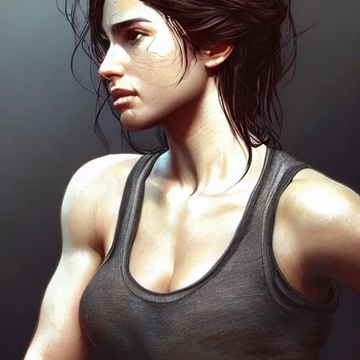 Image similar to ultra realistic illustration, sarah shahi from last of us, intricate, elegant, highly detailed, digital painting, artstation, concept art, smooth, sharp focus, illustration, art by artgerm and greg rutkowski and alphonse mucha