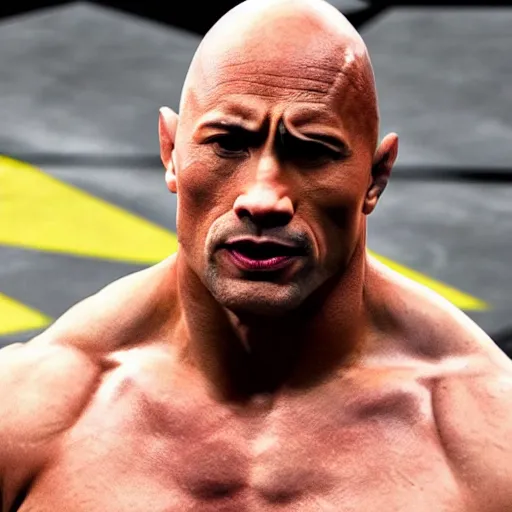 Prompt: dwayne the rock johnson fighting in the ufc, 4 k, photorealistic