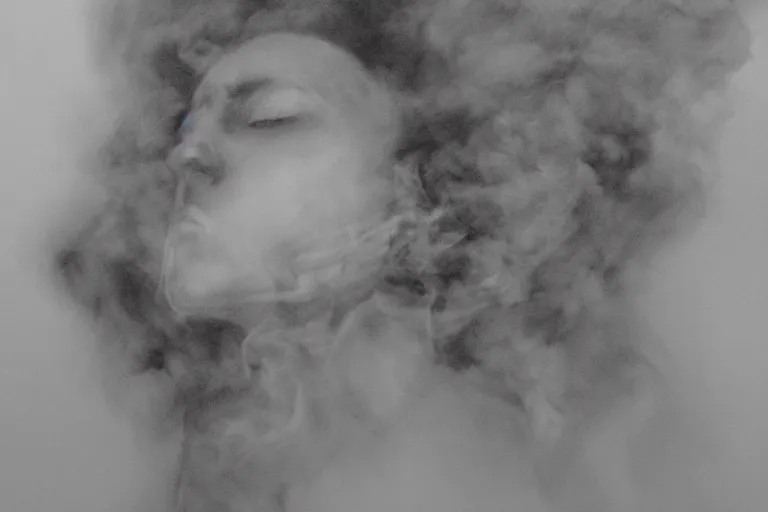 Prompt: a women fading into smoke, drawing, portrait, detailed, wide shot,. - h 4 0 0