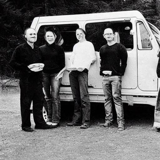 Image similar to “ a press photo of a group of scientists showing off their new vehicle designed to run on meat ”