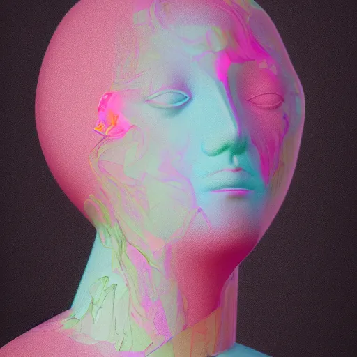 Prompt: abstract 3d female age 10 pastel sculpture by james jean and Jason Chan, rendering, redshift, octane