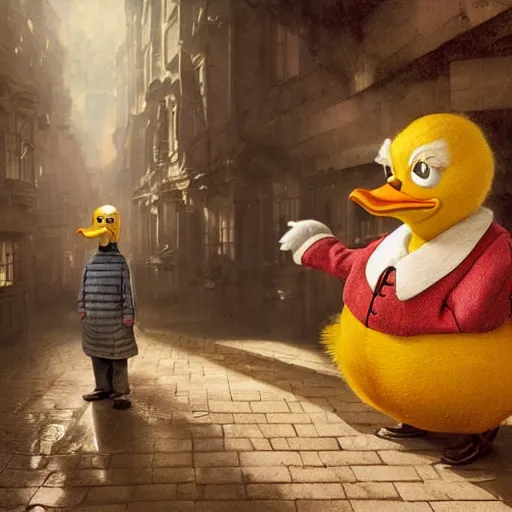 Prompt: hyperrealistic mixed media image of Scrooge McDuck !!duck face!!, stunning 3d render inspired art by István Sándorfi and Greg Rutkowski, perfect facial symmetry, realistic, highly detailed attributes and atmosphere, dim volumetric cinematic lighting, 8k octane extremely hyper-detailed render, post-processing, masterpiece,