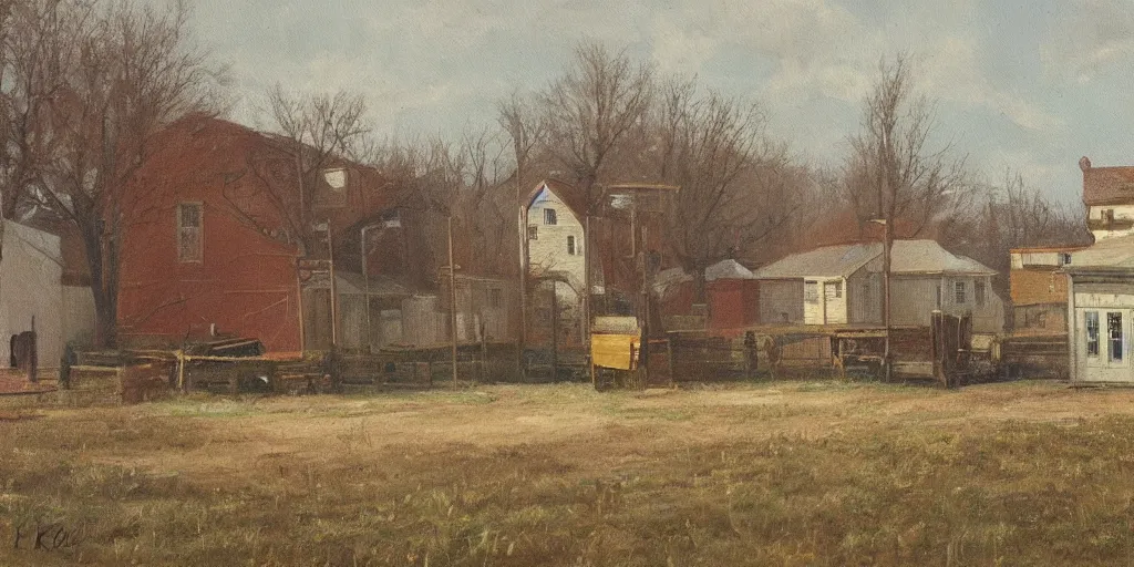 Prompt: oil painting of bishop hill colony illinois by olaf krans