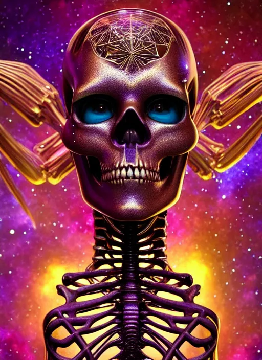 Image similar to polished lush galactic ornate edm skeleton : : weta disney pixar movie still photo : : hi - fructose, sci fi, decadent highly - detailed digital painting, golden ratio, octane render, artstation, smooth, sharp focus, artgerm mucha, loish, wlop : :