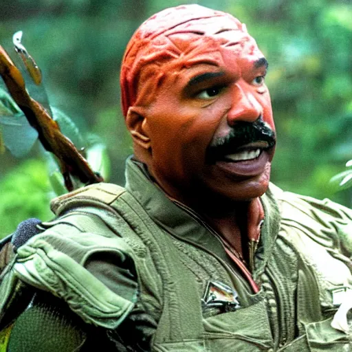 Image similar to a screen still of steve harvey in the movie predator