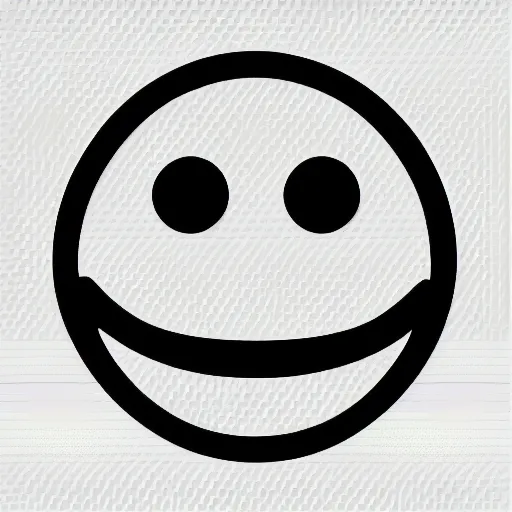 Image similar to grey smiley icon, white background, 2 d, high detailed, no colours, only black and white