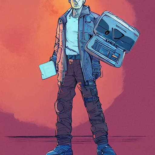 Image similar to a study of cell shaded portrait of marty mcfly as Borderlands 3 concept art, llustration, post grunge, concept art by josan gonzales and wlop, by james jean, Victo ngai, David Rubín, Mike Mignola, Laurie Greasley, highly detailed, sharp focus, alien, Trending on Artstation, HQ, deviantart, art by artgem