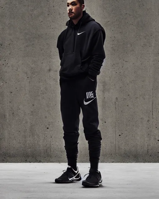 Image similar to Medium shot of Erolson Hugh wearing Nike ACG+Acronym P31-DS Pants in the style of greg rutkowski